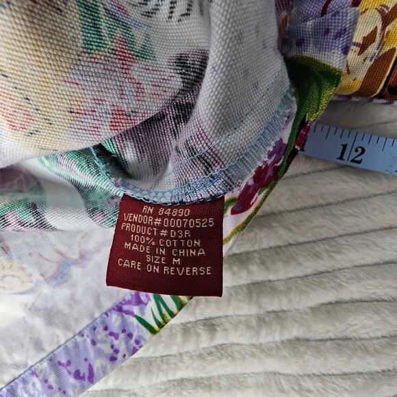 Tudor Court by Haband Tropical Parrot Denim Shacket M 100% Cotton Dopamine - Picture 8 of 9